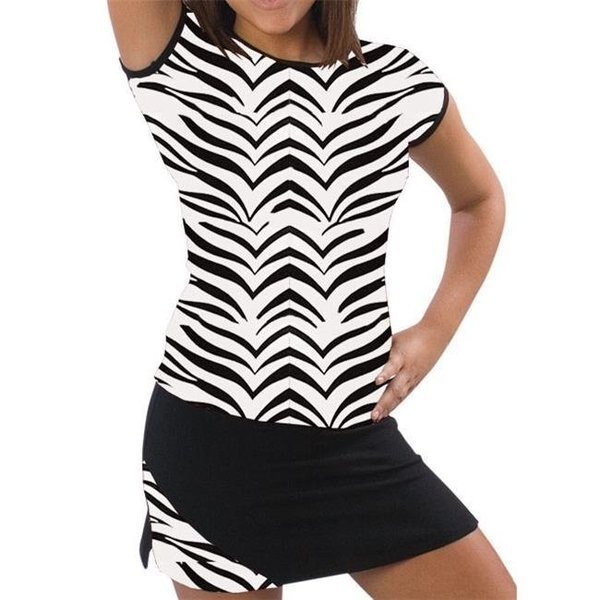 Pizzazz Performance Wear 6800AP -ZEB -AS 6800AP Adult Animal Print Cap Sleeve Tee - Zebra - Adult Small, Pizzazz Performance Wear, Mfr#: 6800APZEBAS